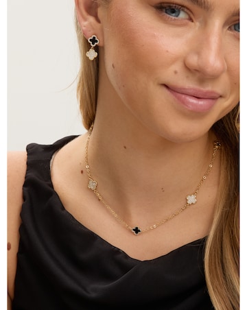 Jon Richard Gold Plated Pave and Jet Clover Necklace