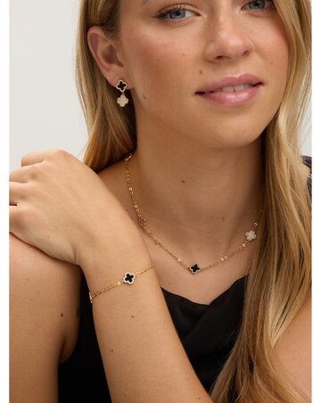 Jon Richard Gold Plated Pave and Jet Clover Necklace