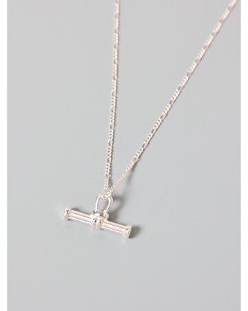 Simply Silver Sterling Silver 925 Polished Textured T Bar Necklace