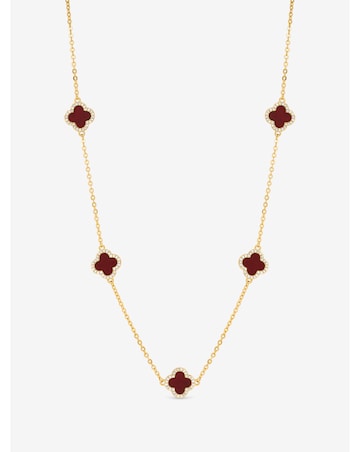 Jon Richard Gold Plated Carnelian Station Clover Necklace
