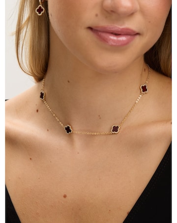 Jon Richard Gold Plated Carnelian Station Clover Necklace