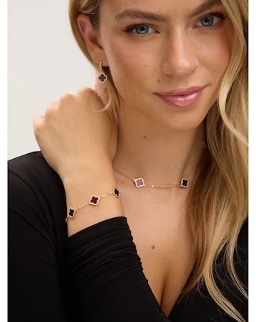 Jon Richard Gold Plated Carnelian Station Clover Necklace