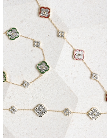 Jon Richard 14K Gold Plated Pave and Red Clover Bracelet