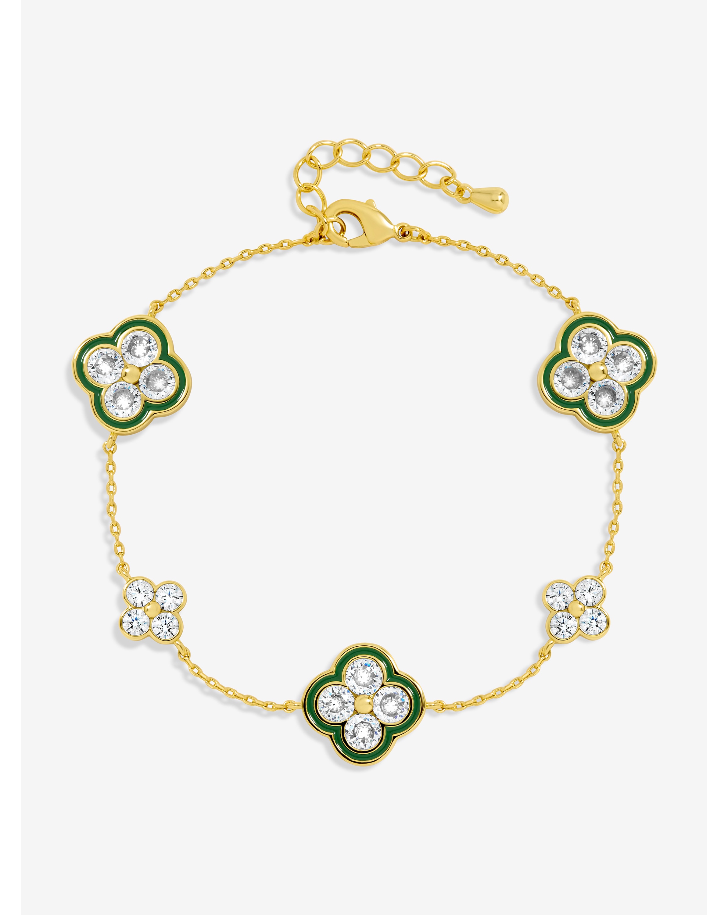 14K Gold Plated Emerald Clover Bracelet