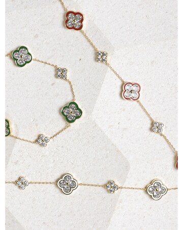 Jon Richard 14K Gold Plated Pave and Emerald Clover Bracelet