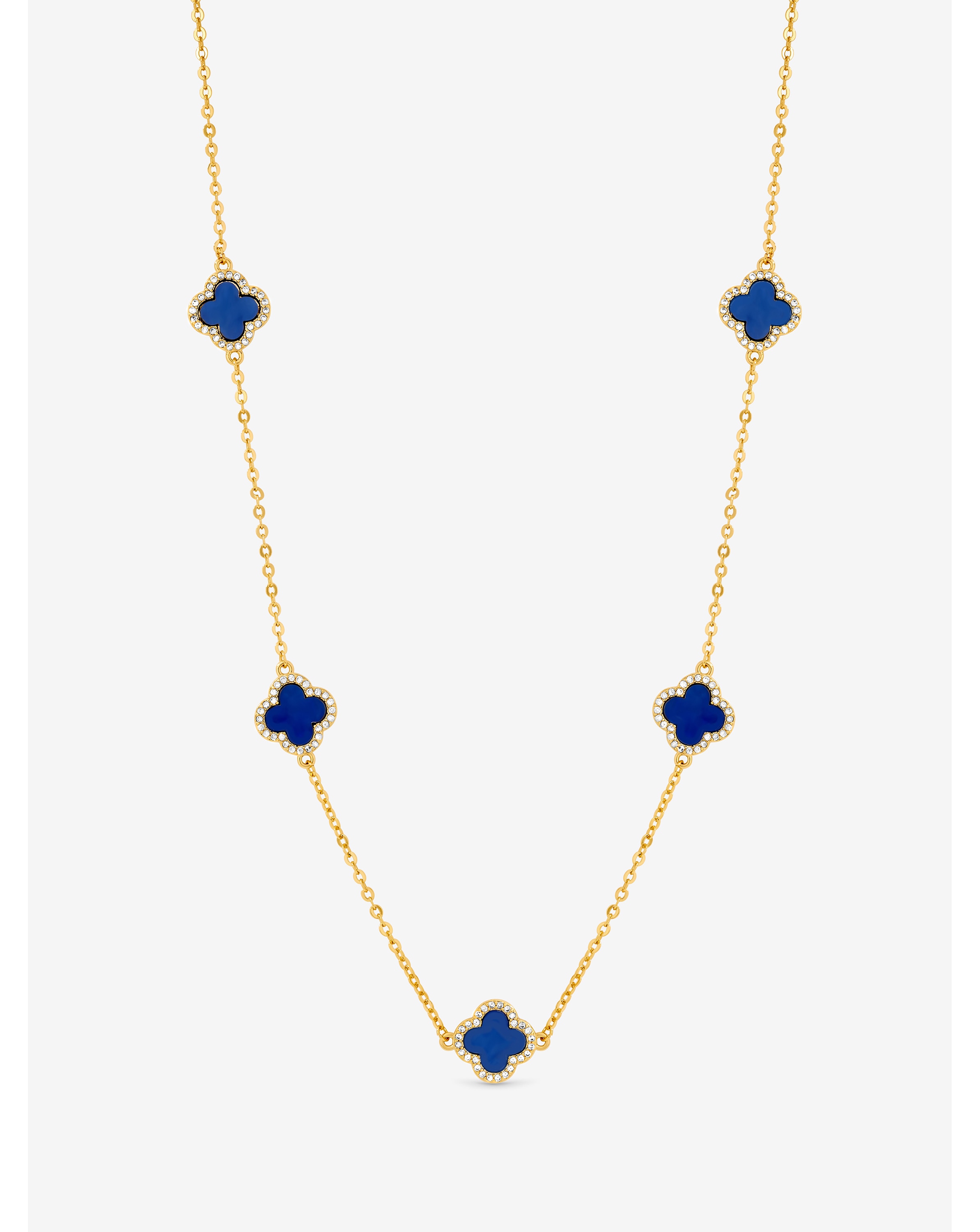 Gold Plated Lapis Clover Necklace