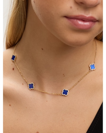 Jon Richard Gold Plated Lapis Station Clover Necklace