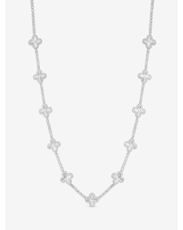 Jon Richard Rhodium Plated and Diamond Cut Station Clover Necklace - Gift Box