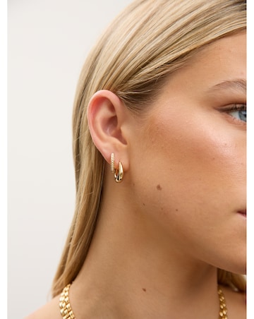 Jon Richard Gold Polished and Pearl Hoops - Pack of 2