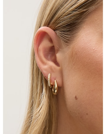 Jon Richard Gold Polished and Pearl Hoops - Pack of 2