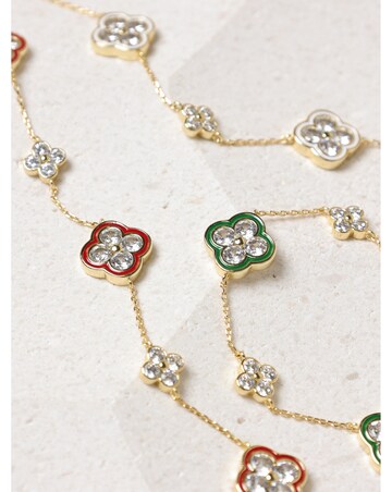 Jon Richard 14K Gold Plated Pave and White Clover Bracelet