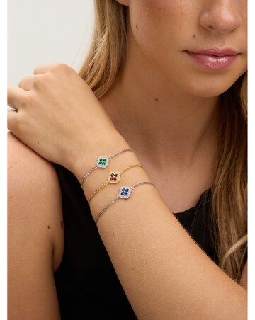 Jon Richard Rhodium Plated and Emerald Clover Toggle Bracelet