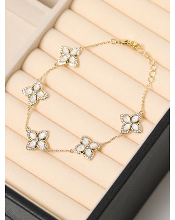 Jon Richard 14K Gold Plated and Mother of Pearl Clover Bracelet