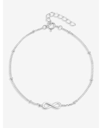 Simply Silver Sterling Silver 925 Polished Infinity Station Chain Bracelet