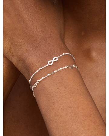 Simply Silver Sterling Silver 925 Polished Infinity Station Chain Bracelet