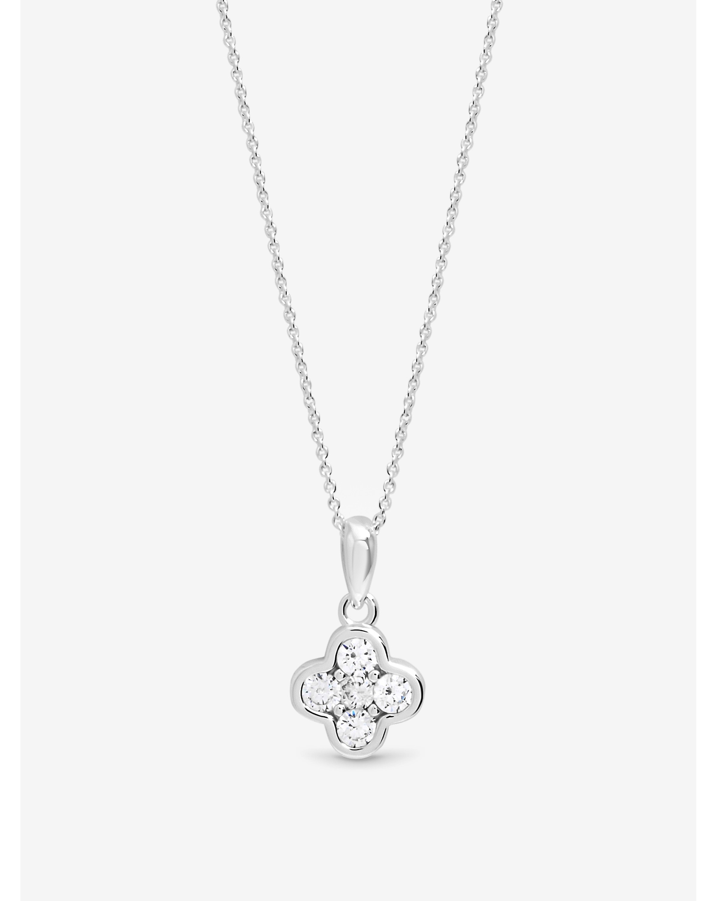 Sterling Silver 925 CZ Clover Pendant