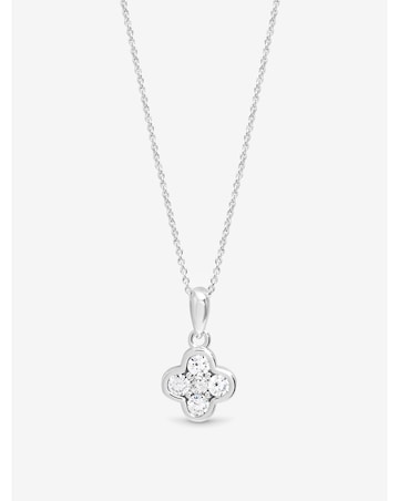 Simply Silver Sterling Silver 925 Cubic Zirconia Clover Pendant - Gift Pouch