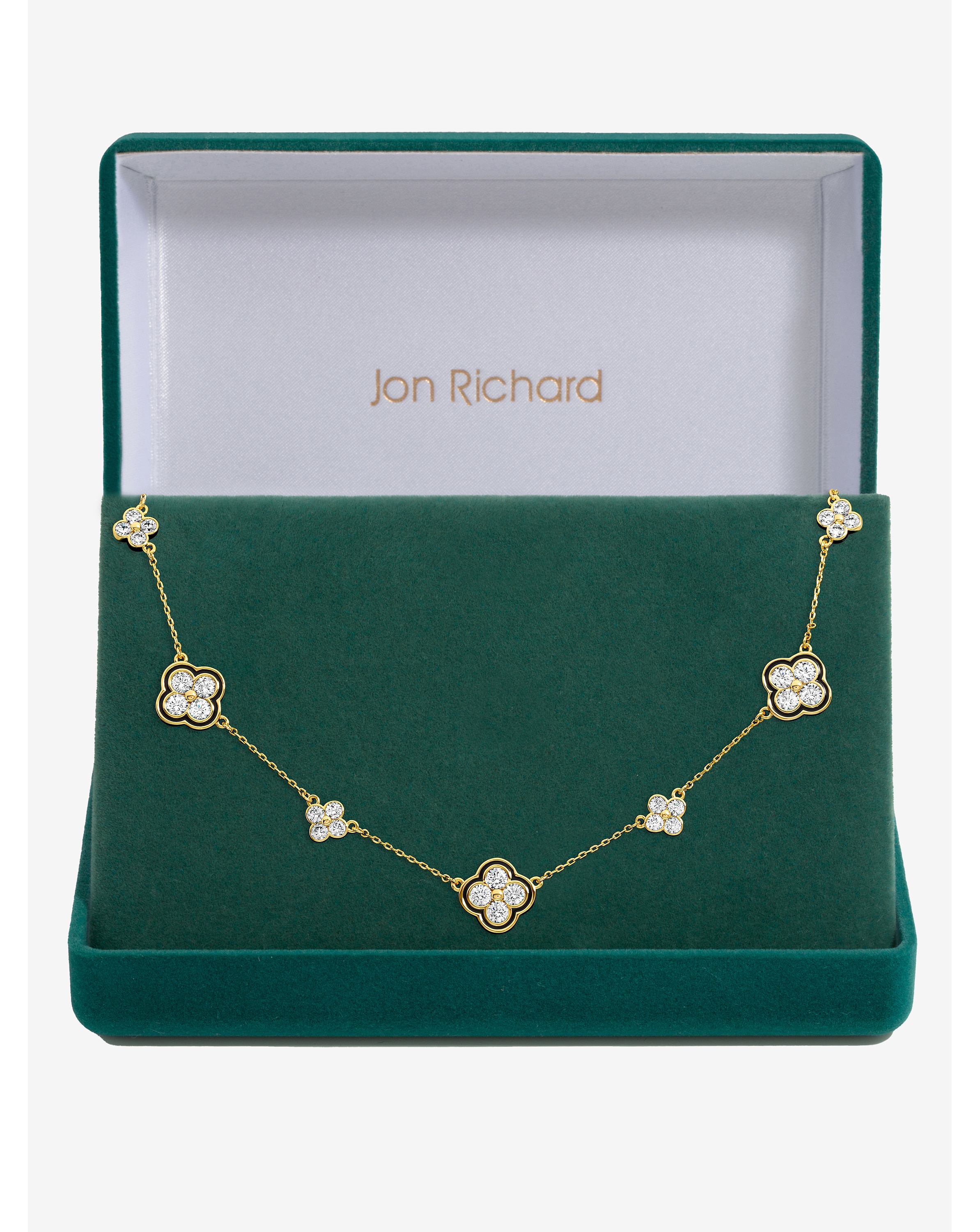 14K Gold Plated Crystal Clover Necklace