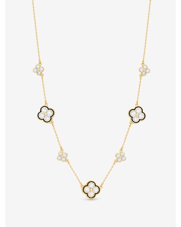 Jon Richard 14K Gold Plated Jet and Crystal Clover Necklace - Gift Box