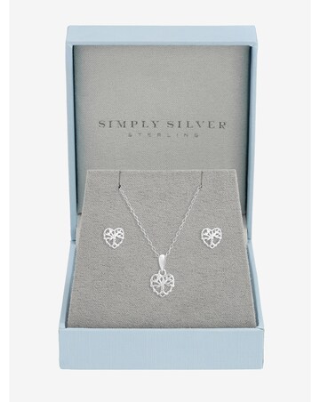 Simply Silver Sterling Silver 925 Polished Tree of Love Set - Gift Boxed