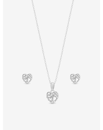 Simply Silver Sterling Silver 925 Polished Tree of Love Set - Gift Boxed
