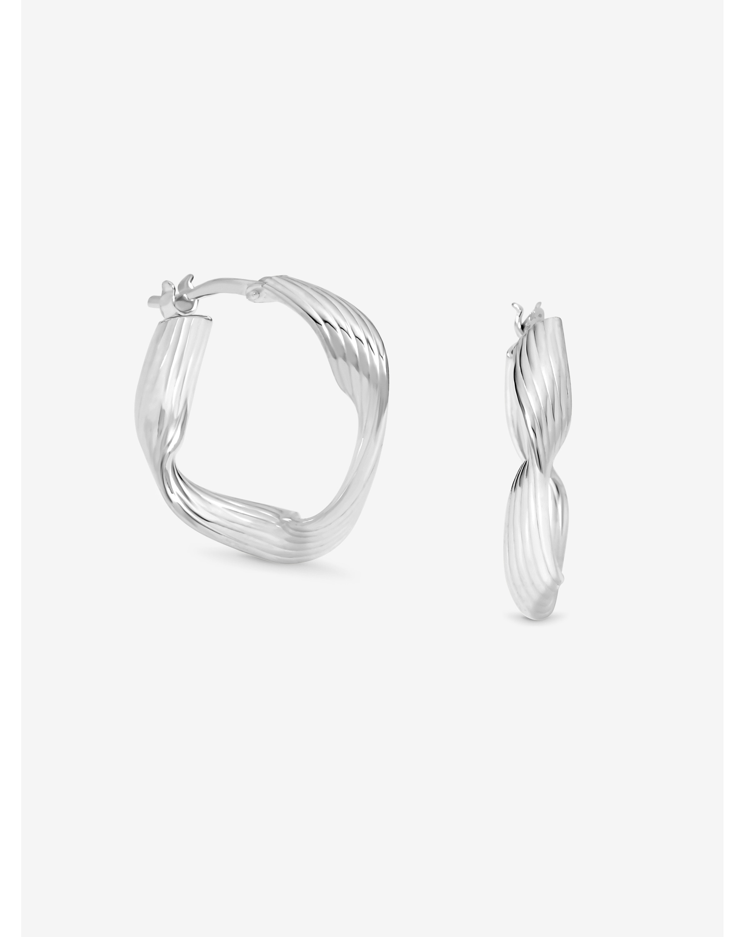 Sterling Silver 925 Twist Hoop Earrings