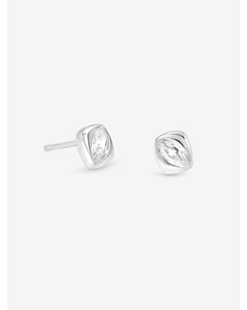 Simply Silver Sterling Silver 925 Polished and Cubic Zirconia Stud Earrings