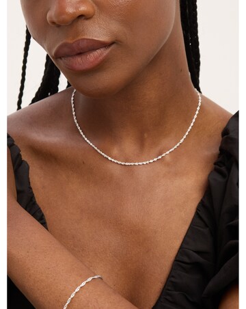 Simply Silver Sterling Silver 925 Polished Twist Chain Necklace