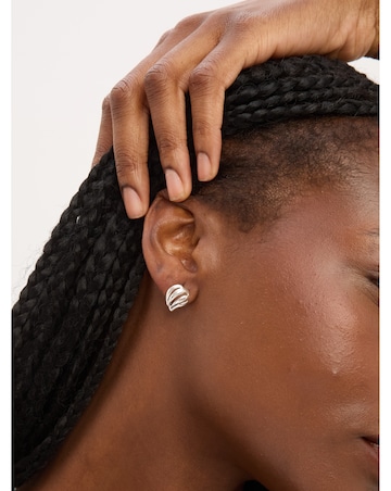 Simply Silver Sterling Silver 925 Polished Open Ridged Wave Stud Earrings