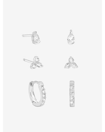 Simply Silver Sterling Silver 925 CZ Stud & Hoop Earrings - Pack of 3