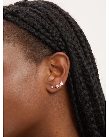 Simply Silver Sterling Silver 925 Cubic Zirconia Celestial Earrings - Pack of 3