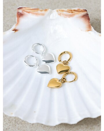 Jon Richard Gold Plated Stainless Steel Heart Charm Hoop Earrings