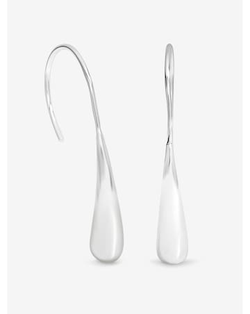 Simply Silver Sterling Silver 925 Polished Fluid Fishook Drop Earrings