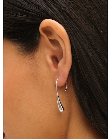 Simply Silver Sterling Silver 925 Polished Fluid Fishook Drop Earrings