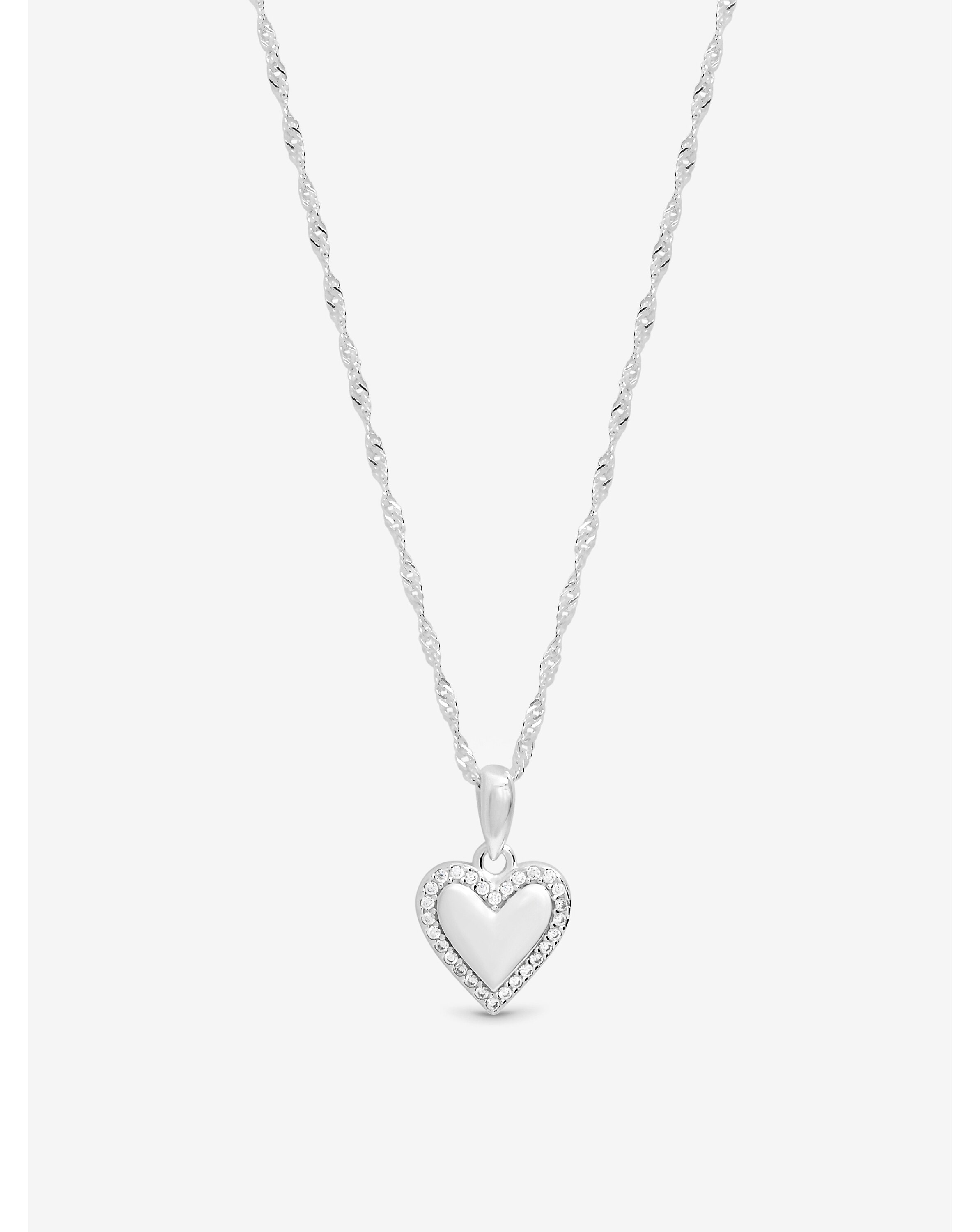 Sterling Silver 925 Pave Heart Pendant