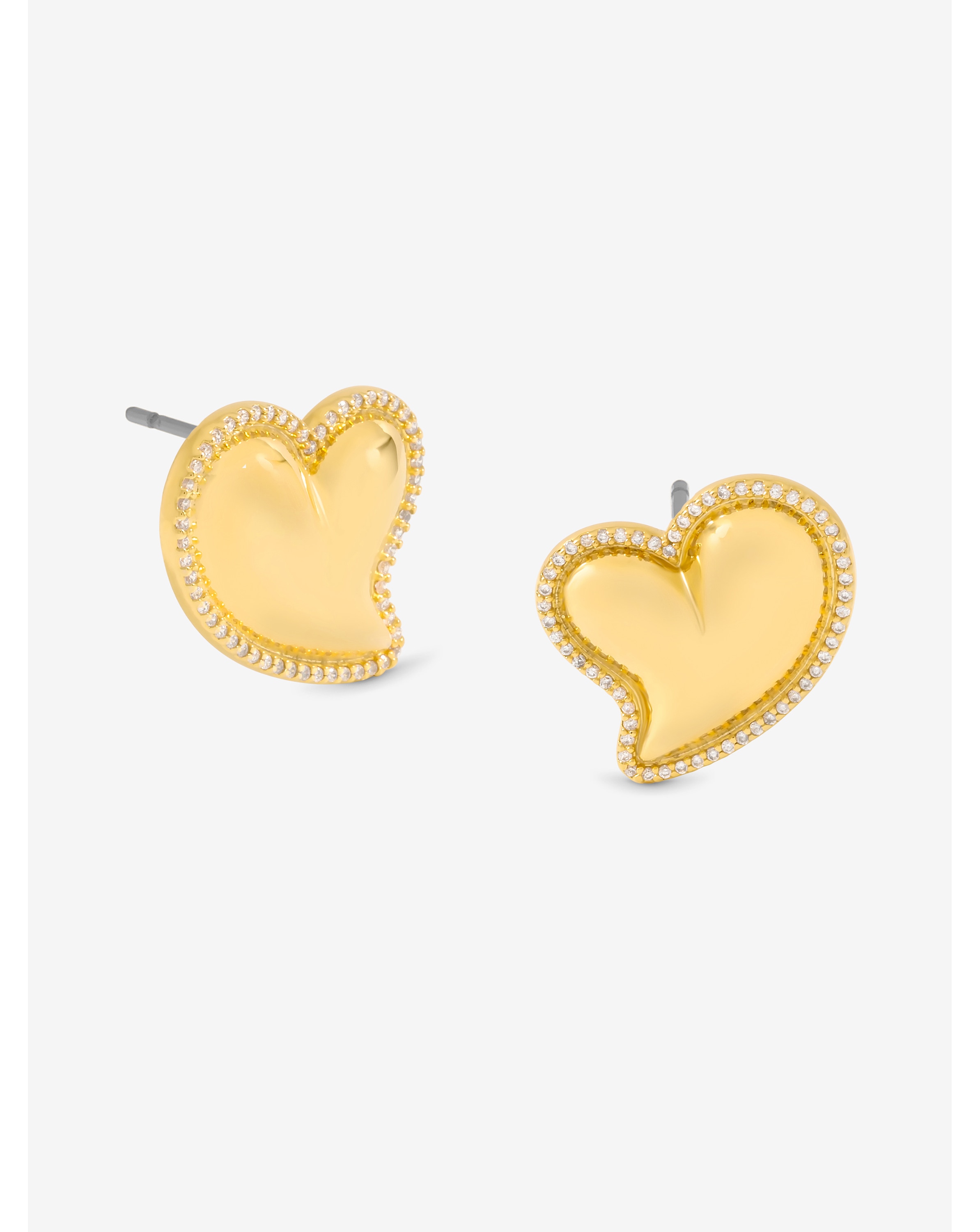 Jon Richard Puff Heart CZ Stud Earrings