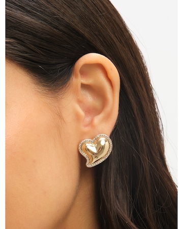 Jon Richard Puff Heart And Cubic Zirconia Stud Earrings