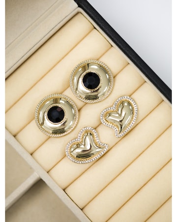 Jon Richard Puff Heart And Cubic Zirconia Stud Earrings