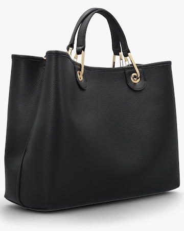 Emporio Armani Black Pebbled Shopper With Pouch