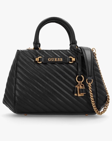 Guess Small Sela Quilted Black Girlfriend Satchel Bag