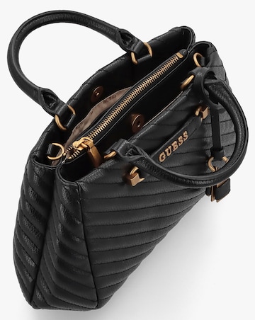 Guess Small Sela Quilted Black Girlfriend Satchel Bag