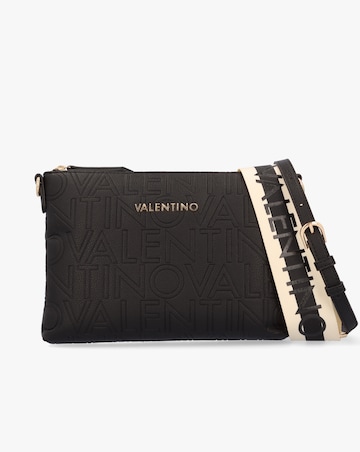 Valentino Bags Pansy Logo Top Zip Black Cross-Body Bag