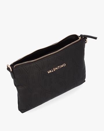 Valentino Bags Pansy Logo Top Zip Black Cross-Body Bag