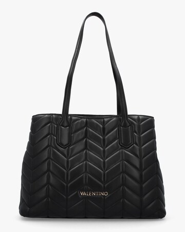 Valentino Bags Petal Quilted Chevron Black Shopper Bag