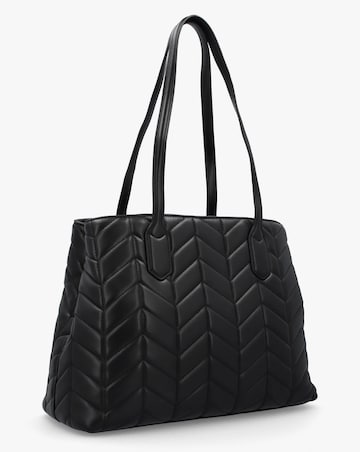 Valentino Bags Petal Quilted Chevron Black Shopper Bag