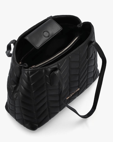 Valentino Bags Petal Quilted Chevron Black Shopper Bag