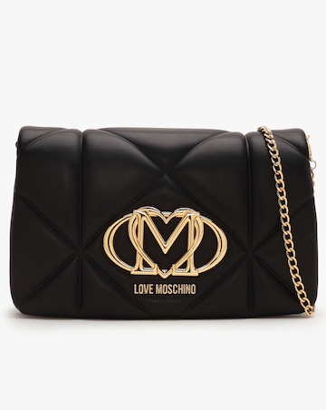 Love Moschino Heart Logo Quilted Black Cross Body Bag