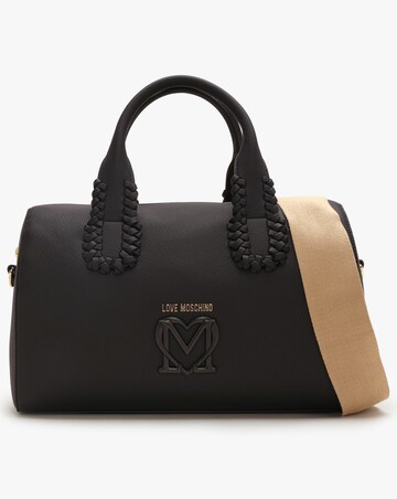 Love Moschino Whipstitch Black Top Handle Barrel Bag
