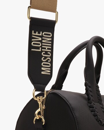 Love Moschino Whipstitch Black Top Handle Barrel Bag