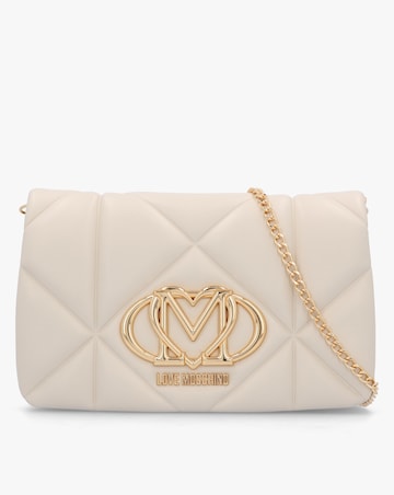 Love Moschino Heart Logo Quilted Ivory Cross Body Bag